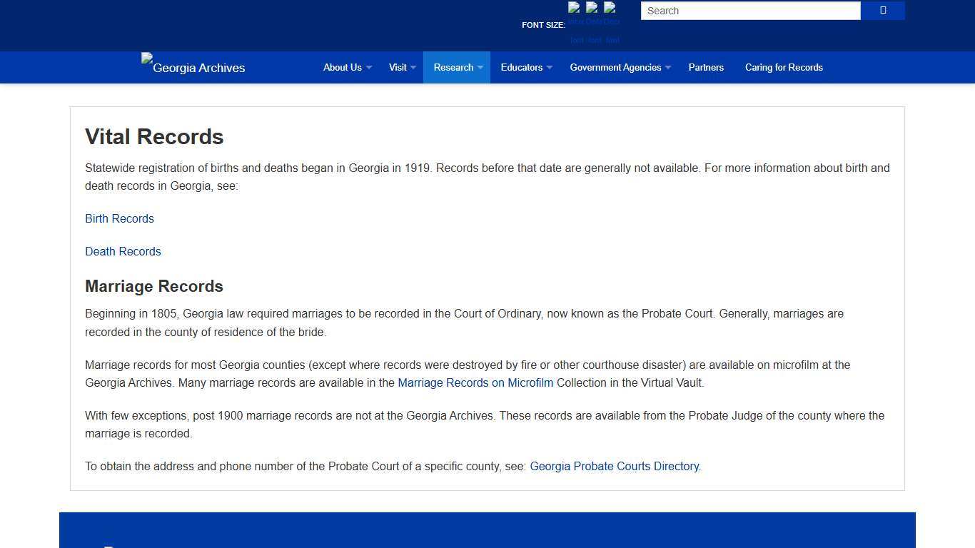 Vital Records | Georgia Archives