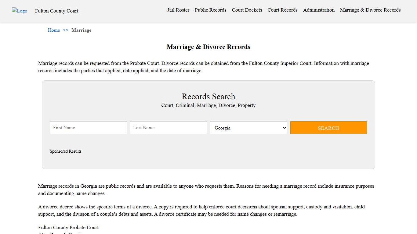 Marriage & Divorce Records | Fulton County GA Court